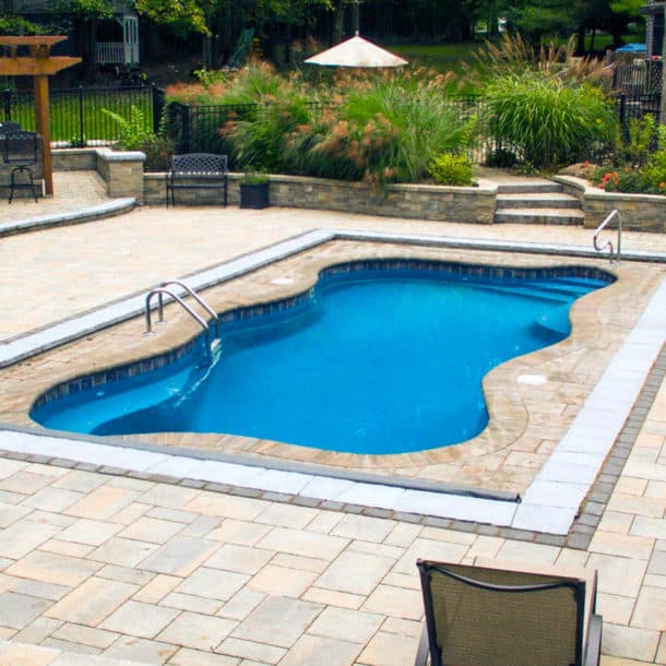 Backyard pool with spa feature in Bexar County TX</p> <p>