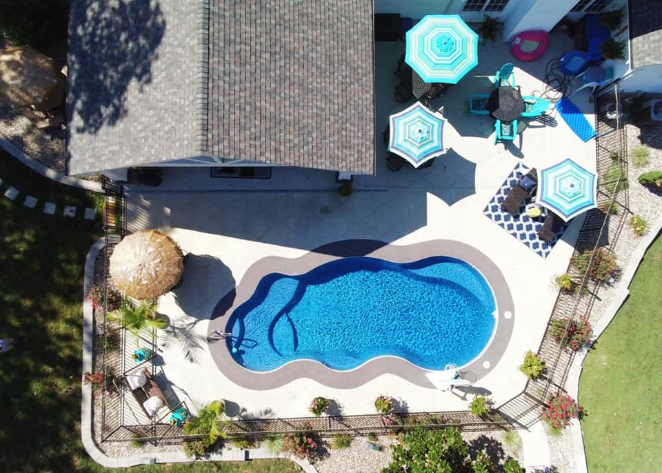 Fiberglass pool installation by Copano Pools and Spas
